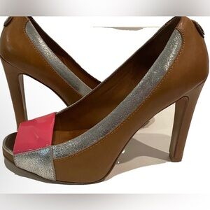 Tory Burch Pink and Silver Heels with Medium Height